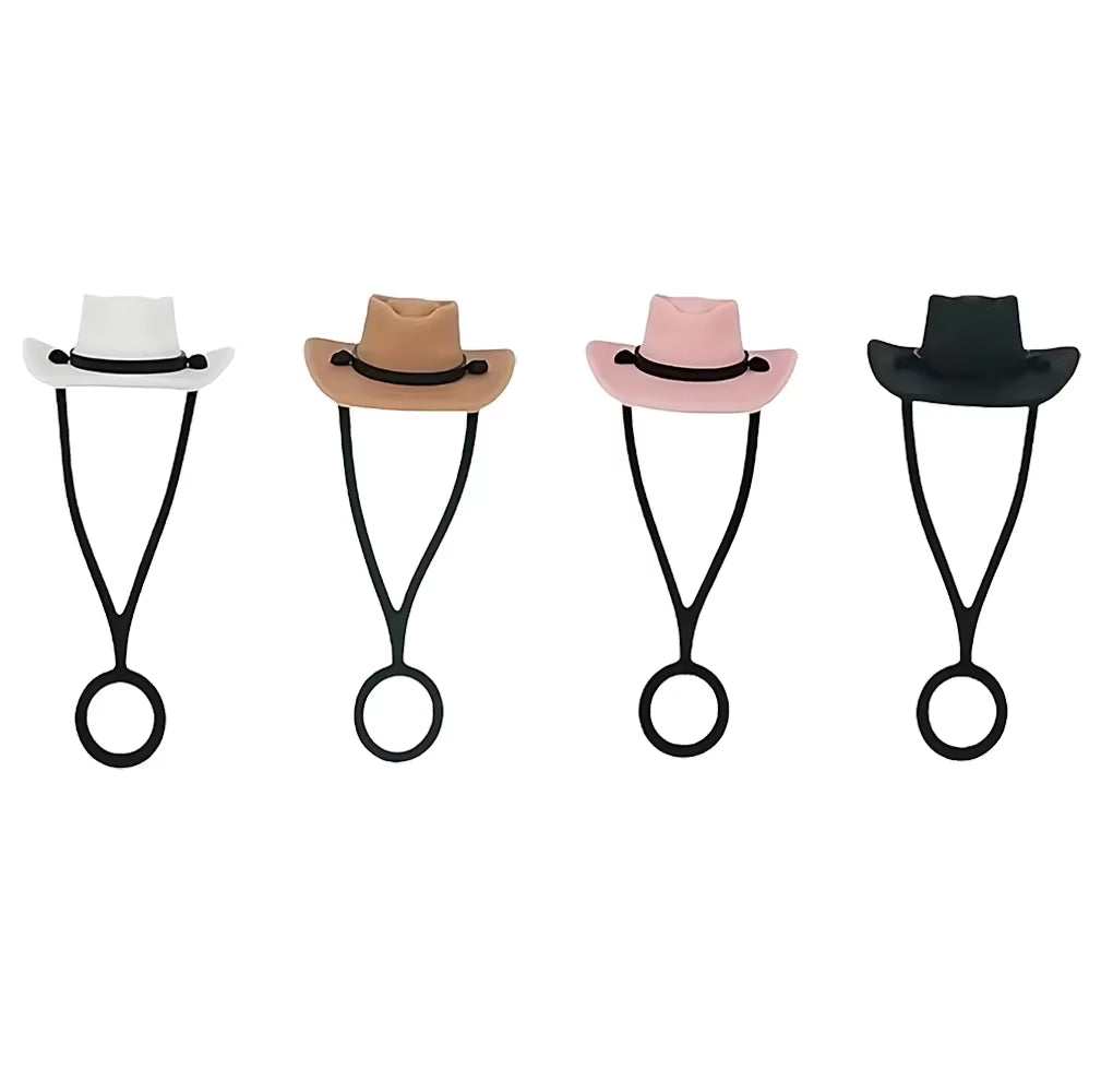 1-160PCS Silicone Cowboy Hat Straw Cap Cute Hat Shape Straw Topper Reusable Straw Tip Protector Cap Mug Accessory Gift Straw Cap